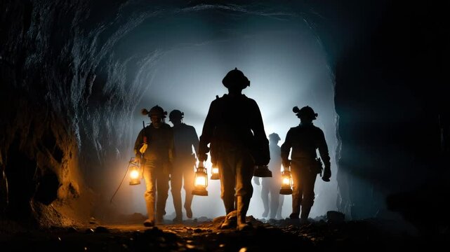 A group of tourists exit from Porto Flavia mine
