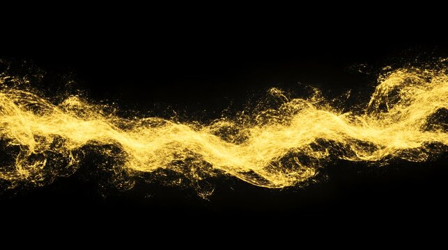 Abstract golden stream against black background