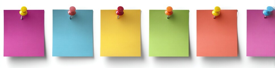 Colorful sticky notes pinned on wall office memo reminder concept