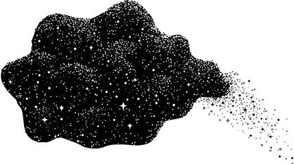 Black silhouette of a chouquette with sugar crystals, isolated on transparent background