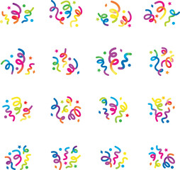 Simple and cute party cracker decoration material set, confetti, colorful, rainbow / シンプルでかわいいパーティークラッカーの装飾素材セット 紙吹雪 カラフル レインボー