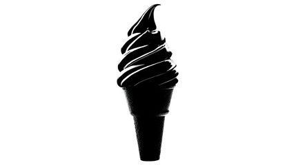 Black silhouette of a mini cone with swirl top, transparent background