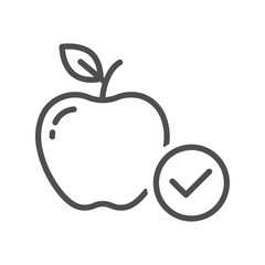 Approved Healthy Apple Icon, Organic Fruit with Checkmark, Verified Quality Produce