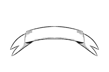 Hand drawn ribbons vintage . Doodle style black color sketch. Isolated elements.