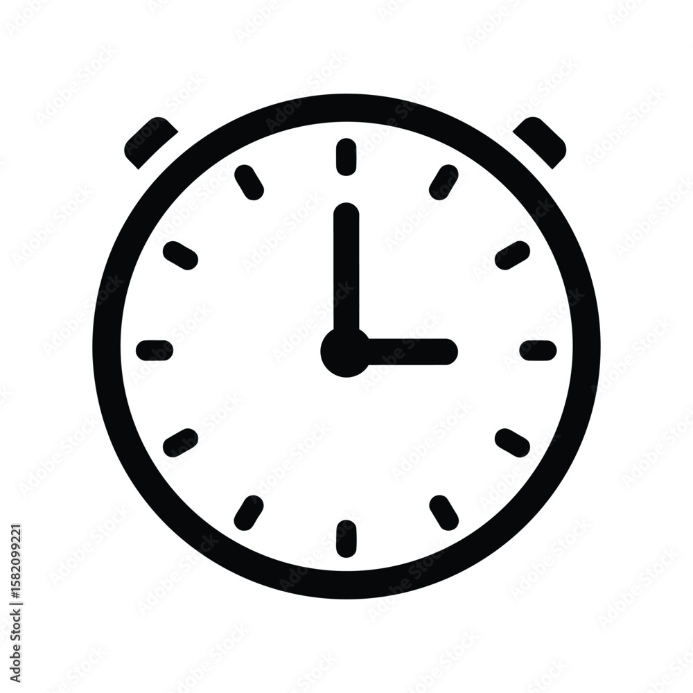 Poster minimalist clock icon vector, time indicator symbol, schedule and appointment graphic element