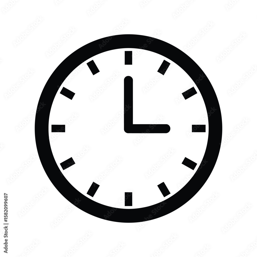 Poster minimalist clock icon vector, time indicator symbol, schedule and appointment graphic element