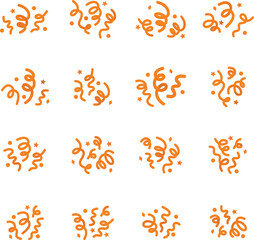 Simple and cute party cracker decoration material set, confetti, colorful, orange / シンプルでかわいいパーティークラッカーの装飾素材セット 紙吹雪 カラフル オレンジ
