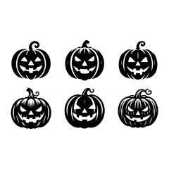 Set of 6 halloween pumpkin vector.