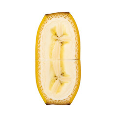 Sliced Banana Halves Showing Interior Texture and Seeds
