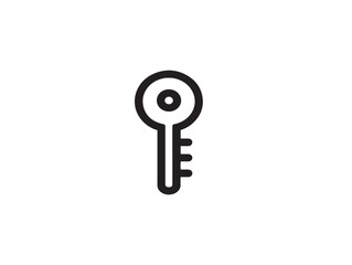 Flat security lock icon with key outline