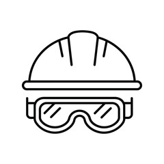 Safety hard hat and goggles icon vector, construction worker protection equipment symbol