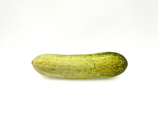 Fresh Organic Cucumbers Isolated on White Background. Group of Green Cucumbers on Clean White Surface. Healthy Green Cucumbers for Diet and Nutrition Design. Top View high resolution image.