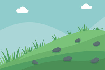 Fototapeta premium gentle slope covered in tall grass and scattered