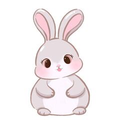bunny is sitting, cute bunny, kawaii bunny, cartoon bunny illustration, flat bunny character clipart