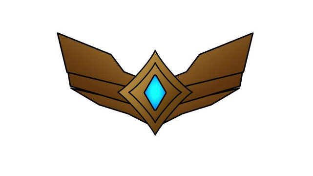 A bronze colored winged emblem with a central diamond, symbolizing entry-level honor and emerging success in a tier-based structure