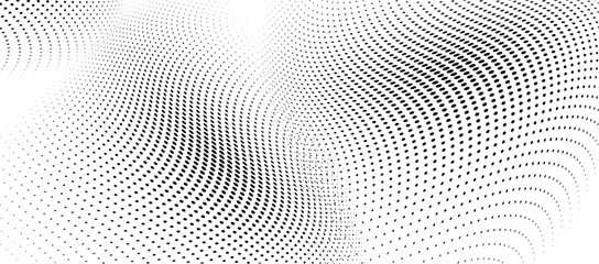 Naklejka na ściany i meble Wavy gradient halftone dots pattern texture background 