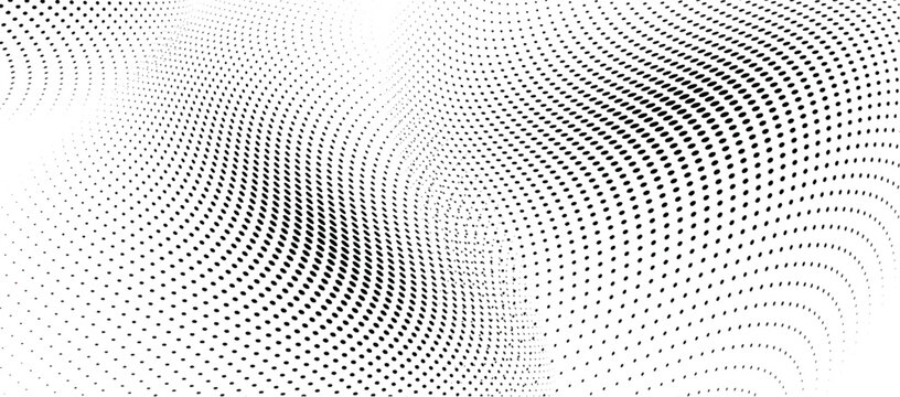Wavy gradient halftone dots pattern texture background
