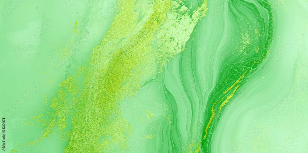 Poster marbled surface with a vibrant green color scheme, it features swirling patterns and delicate veins 
