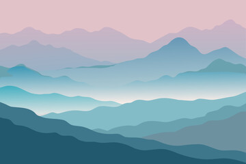 soft mist drifting between distant mountain laye