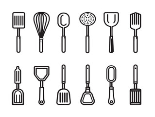 Modern kitchenware utensils icon drawn in 2D style