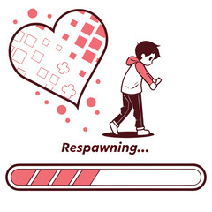 Respawning Love: Cute Pixel Heart Illustration