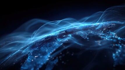 Dynamic Blue Energy Flow with Sparkling Particles