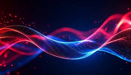 Obraz premium Abstract glowing wave patterns in vibrant red and blue