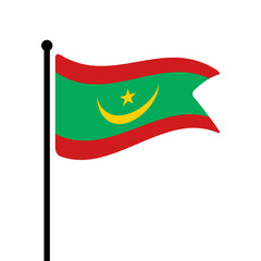 Flag of Mauritania. Mauritania flag computer digital vector illustration icon design. Fluttering flagpole flag.