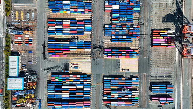Container yard directly above aerial view.