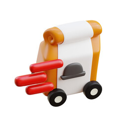 red and orange fast food delivery 3d icon illustration