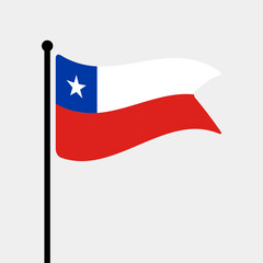 Flag of Chile. Chile flag computer digital vector illustration icon design. Fluttering flagpole flag.