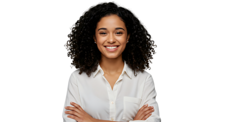 Smiling African-American Woman with Arms Crossed A Positive and Confident Portrait