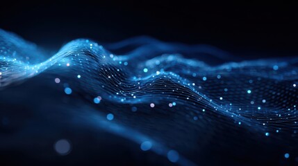Abstract Blue Wave Pattern with Glittering Particles