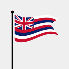 Flag of Hawaii. Hawaii flag computer digital vector illustration icon design. Fluttering flagpole flag.