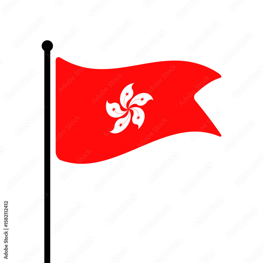 Poster flag of hong kong. hong kong flag computer digital vector illustration icon design. fluttering flagp