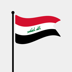 Flag of Iraq. Iraq flag computer digital vector illustration icon design. Fluttering flagpole flag.