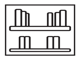 Organized bookshelf icon in modern linear format