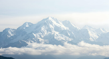 Fototapeta premium Majestic snowcapped mountain peak serene landscape