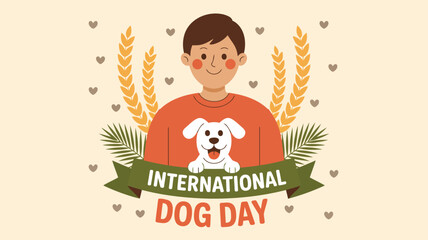 International dog day celebration vector illustration cute dog and human cartoon for event