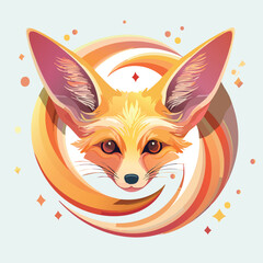 Obraz premium Fennec Fox in a Whimsical Scene with Vibrant Swirl Motions All Around.