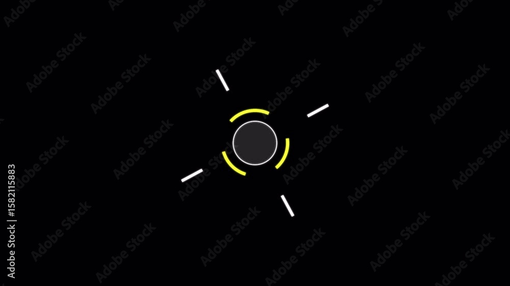 Poster animated abstract graphic with circular elements and crosshair design on black background.alpha chan
