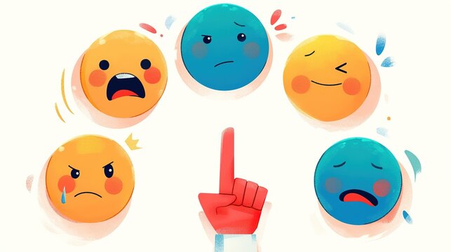 Emotion recognition wheel with diverse facial expressions, bright educational tool for children's social-emotional learning materials