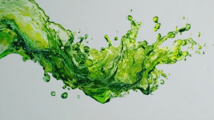 Dynamic Splash of Green Liquid Captured in Mid-Air