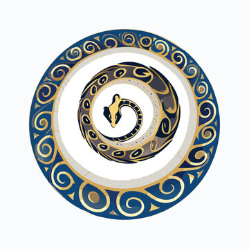 Ball Python in a Whimsical Scene with Vibrant Swirl Motions All Around.