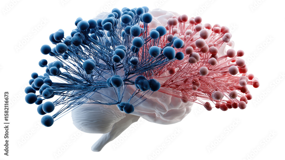 Aufkleber Brain Neural Network: A cutting-edge 3D visualization showcasing the complex network of neural pathways within the human brain, a symbol of cognitive power. 