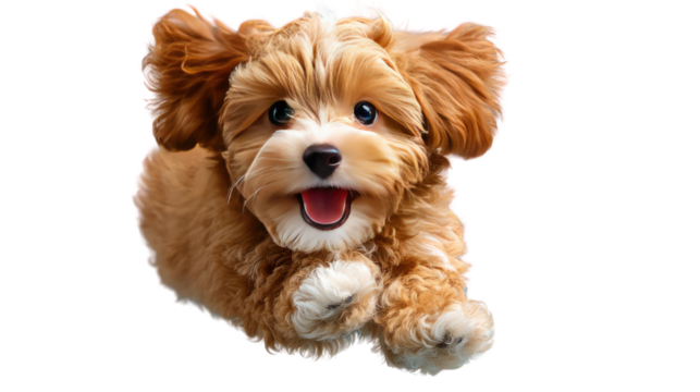 Playful Puppy's Delight: A charming young puppy, with floppy ears and a joyful expression, bounding with unrestrained glee, capturing hearts with its irresistible cuteness.