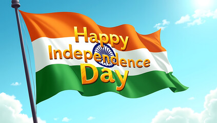 national flag, indian independence day, waving flag, bright orange and green colors, blue sky, sunny day, patriotic, celebration, holiday, landscape, 4K and HD image