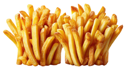 Golden French Fries: Two generous portions of golden-brown, crispy french fries, perfectly seasoned and ready to be devoured.  