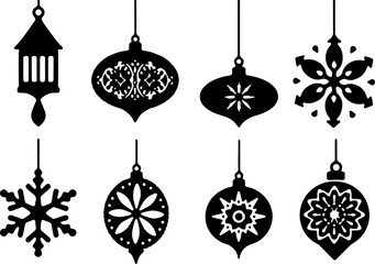 Ornate Hanging Lanterns & Decorative Elements Vector
