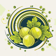 Indian Gooseberry in a Whimsical Scene with Vibrant Swirl Motions All Around.